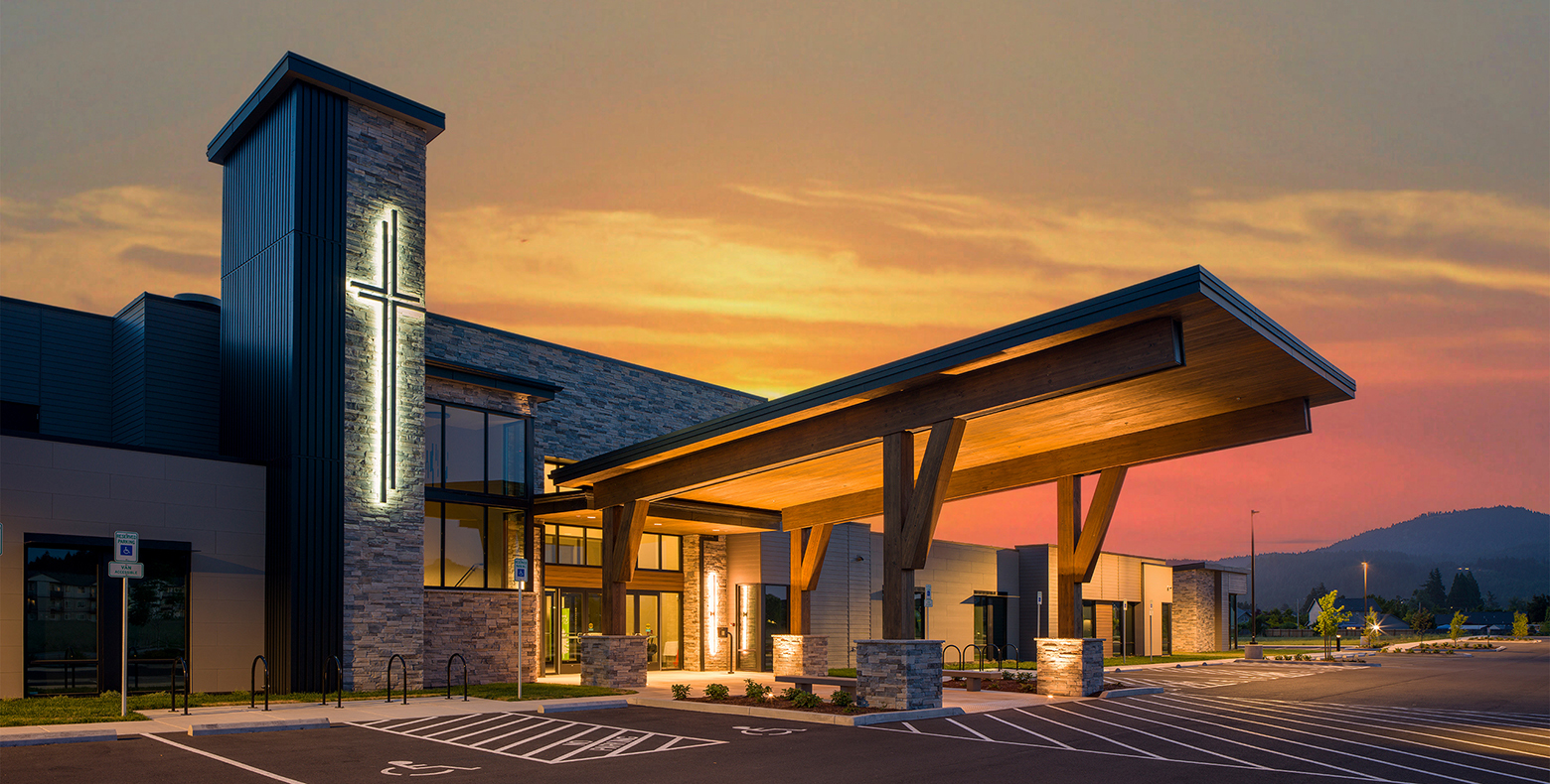 Edited exterior with sunset