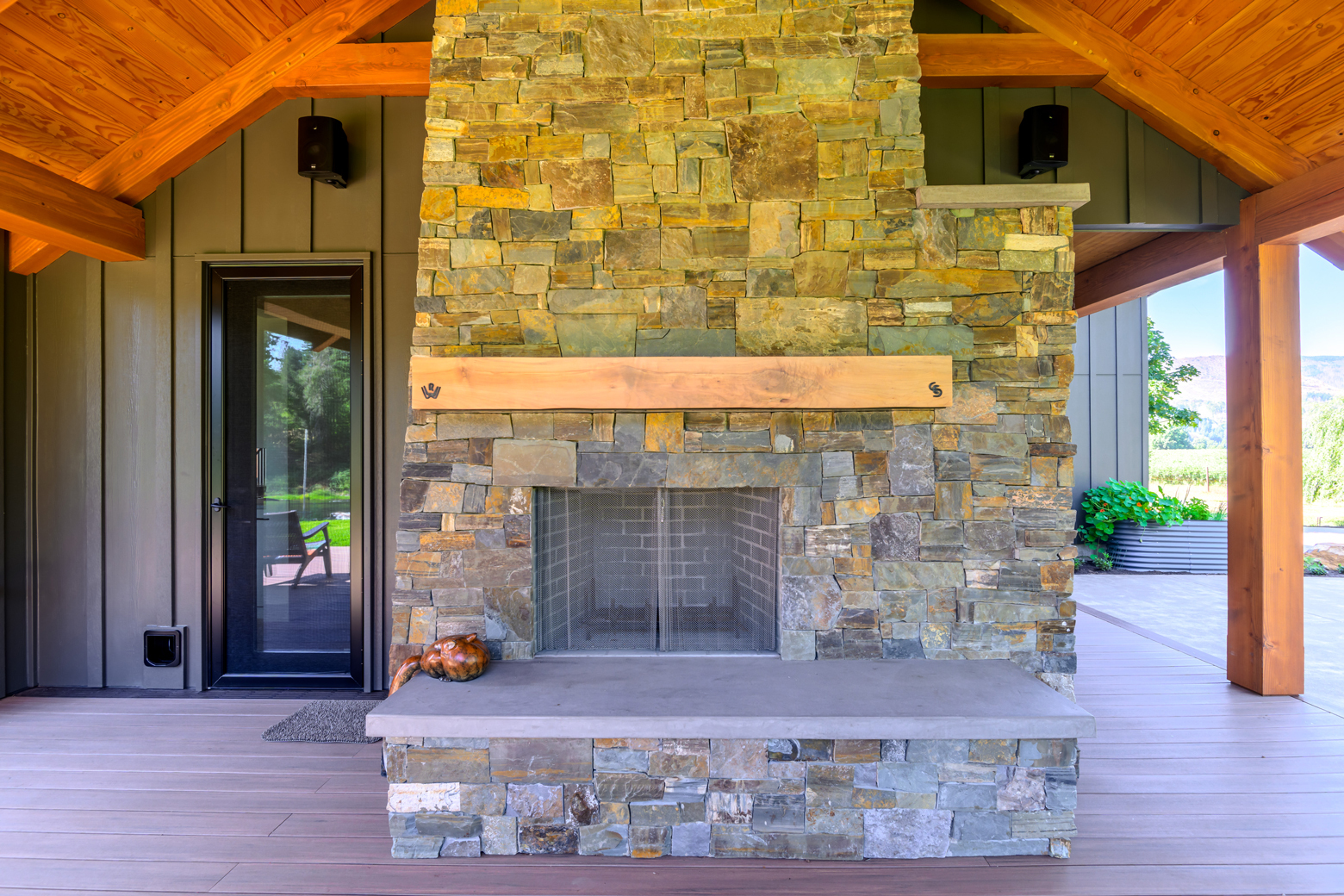Whitewater outdoor fireplace